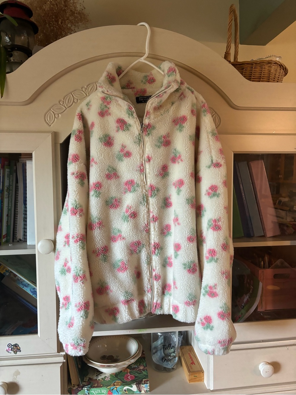 Brunette the Label / Sz M/L / Pink Floral Sherpa Jacket